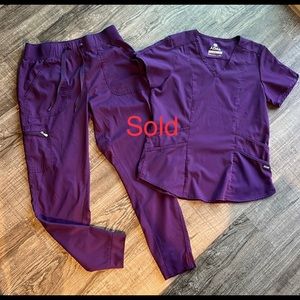 SOLD 2 pairs of ADAR scrubs-eggplant color